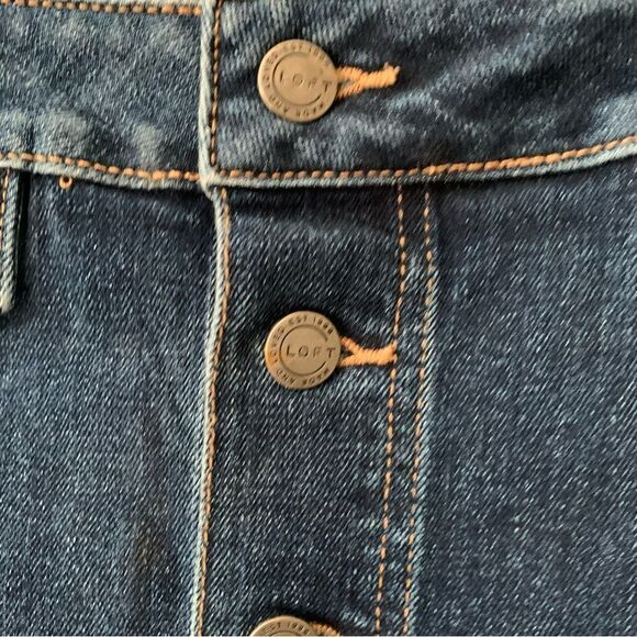 LOFT mini Denim Button Down Stretch Jean Skirt - Picture 8 of 11